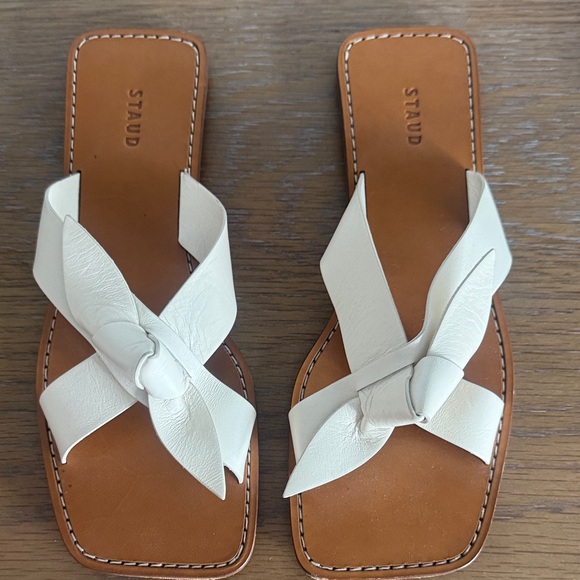 Staud Women's Cream Lei Leather Sandals - Picture 7 of 7